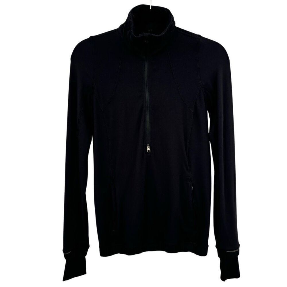 Lululemon Athletic 1/2 Zip‎ Pullover Jacket With Elastic Waistband Black Size 6